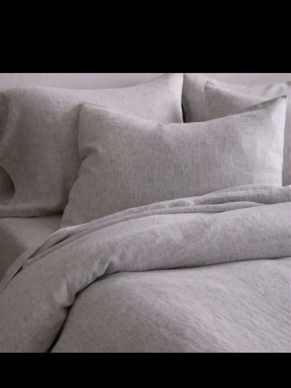 New! QUINCE LINEN DUVET COVER SET FULL QUEEN, Grey Pinstripe!